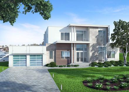 Contemporary, Modern House Plan 52917 with 4 Beds, 5 Baths, 3 Car Garage