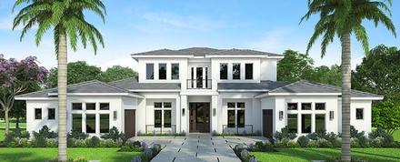 Coastal Contemporary Florida Mediterranean Elevation of Plan 52925