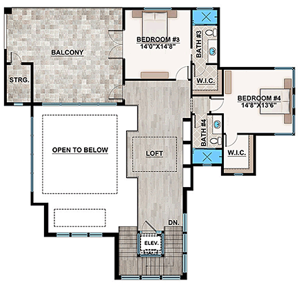 House Plan 52931 Second Level Plan