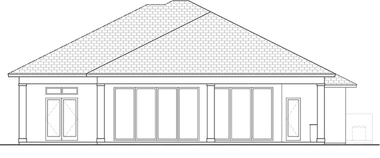 Coastal Florida Mediterranean Rear Elevation of Plan 52932