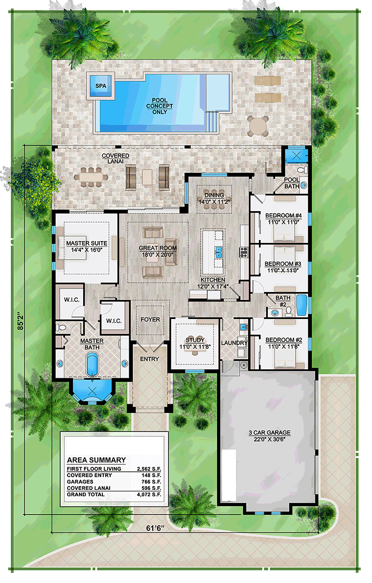 Coastal Florida Mediterranean Level One of Plan 52933