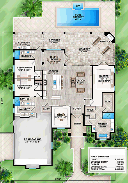 House Plan 52934 First Level Plan