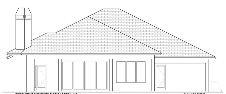 Coastal Florida Rear Elevation of Plan 52934