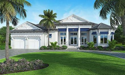 Coastal Cottage Florida Mediterranean Elevation of Plan 52938