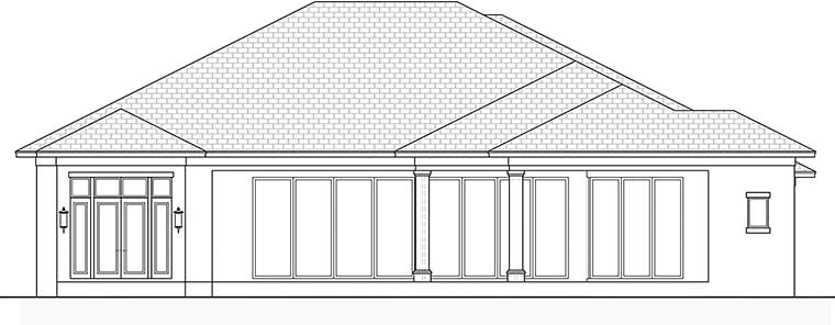 Coastal Cottage Florida Mediterranean Rear Elevation of Plan 52938