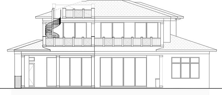 Coastal Contemporary Florida Rear Elevation of Plan 52941