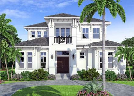 Coastal Contemporary Florida Mediterranean Elevation of Plan 52942