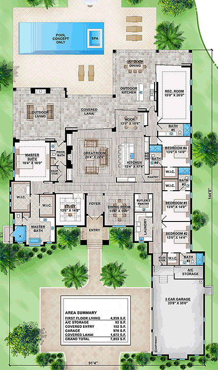 House Plan 52944 First Level Plan