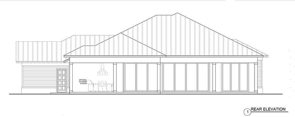 Coastal Florida Rear Elevation of Plan 52946