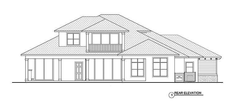 Florida Mediterranean Rear Elevation of Plan 52947