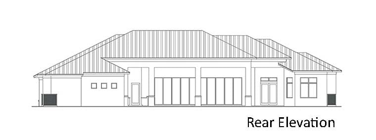 Coastal Contemporary Florida Mediterranean Rear Elevation of Plan 52949