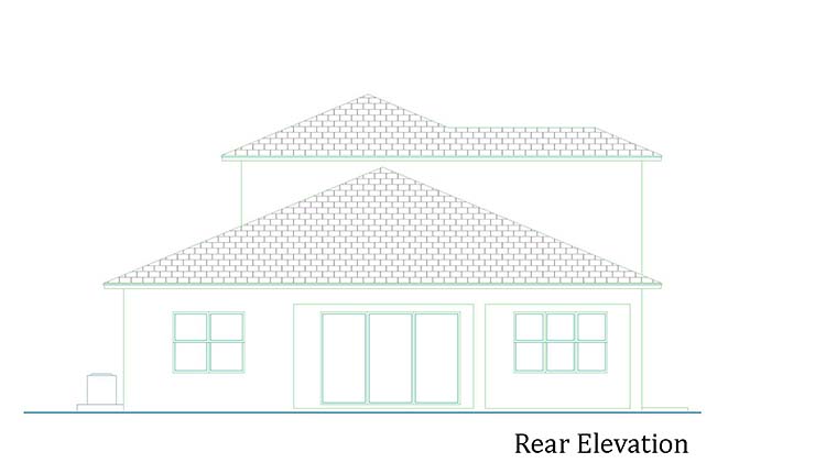 Coastal Contemporary Rear Elevation of Plan 52956