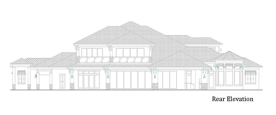 Coastal Contemporary Rear Elevation of Plan 52958