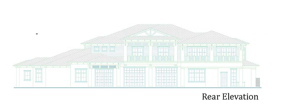 Coastal Contemporary Rear Elevation of Plan 52959