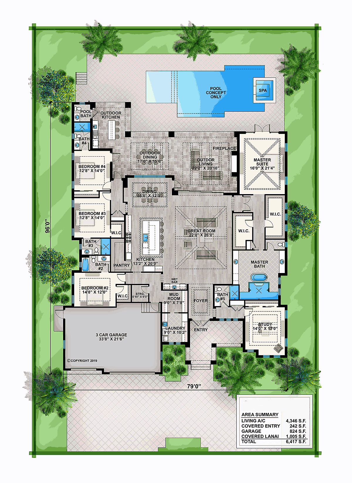 House Plan 52961 Florida Style With 4346 Sq Ft 5 Bed 5 Bath 1