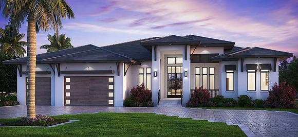 Coastal, Contemporary, Florida House Plan 52961 with 5 Beds, 6 Baths, 3 Car Garage Elevation