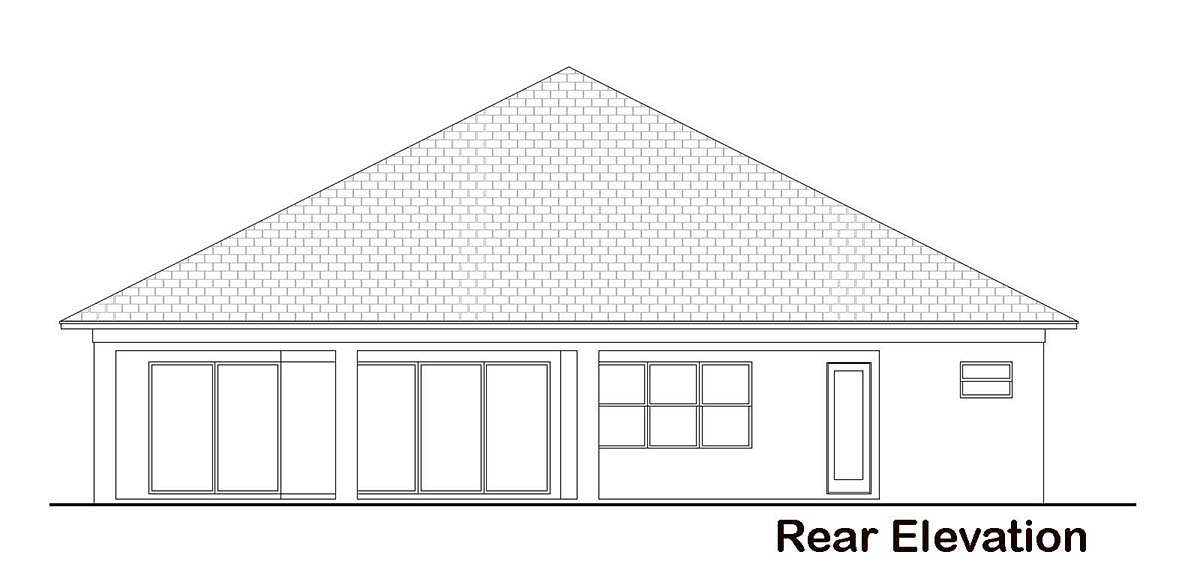 Coastal Contemporary Rear Elevation of Plan 52963