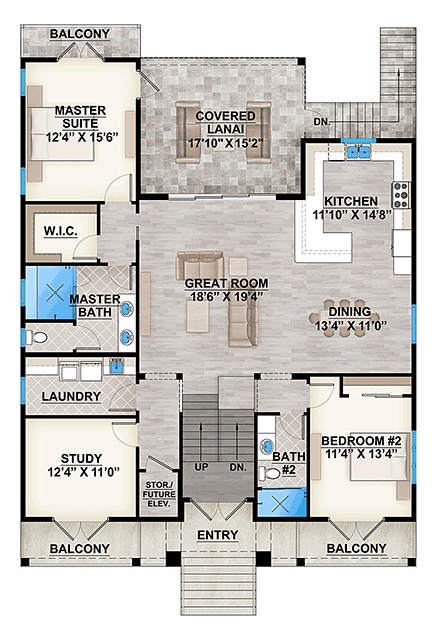 House Plan 52965 First Level Plan