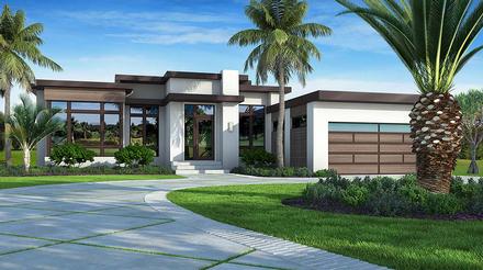 Contemporary Florida Modern Southwest Elevation of Plan 52966