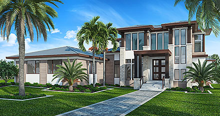 Contemporary Modern Elevation of Plan 52977