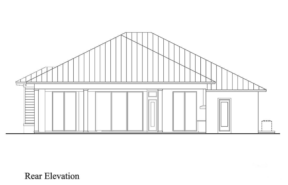 Coastal Florida Rear Elevation of Plan 52978