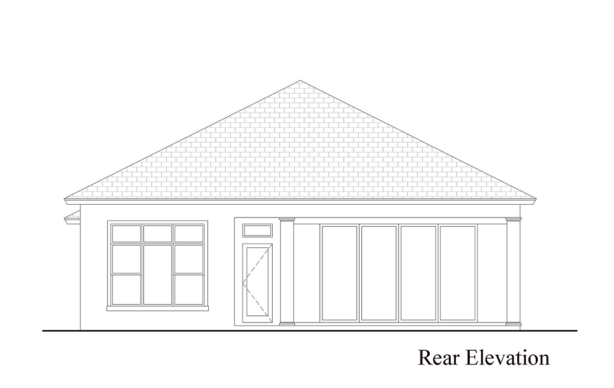 Coastal Contemporary Rear Elevation of Plan 52983