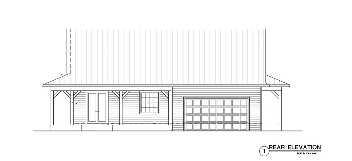 Country Florida Southern Rear Elevation of Plan 52986