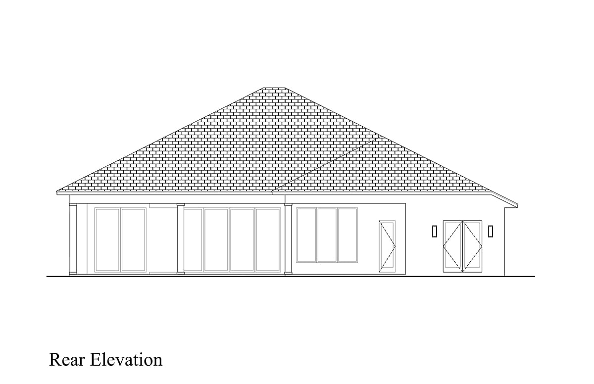 Coastal Contemporary Rear Elevation of Plan 52994