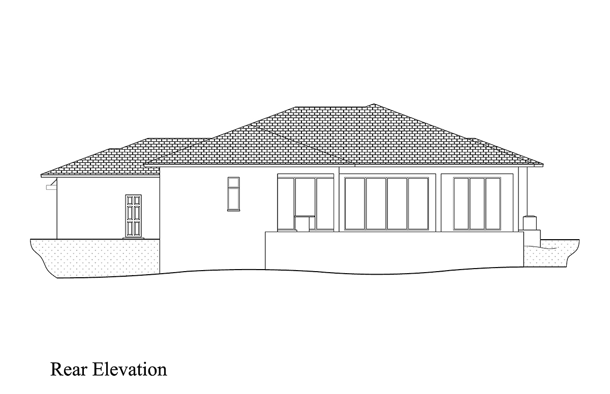 Coastal Contemporary Rear Elevation of Plan 52995