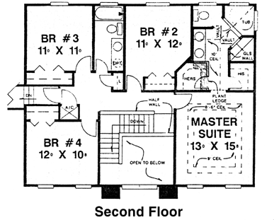 House Plan 53462 Second Level Plan