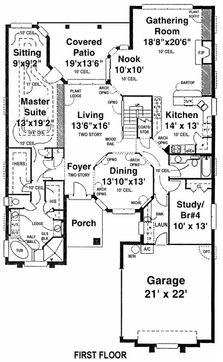 House Plan 53535 First Level Plan