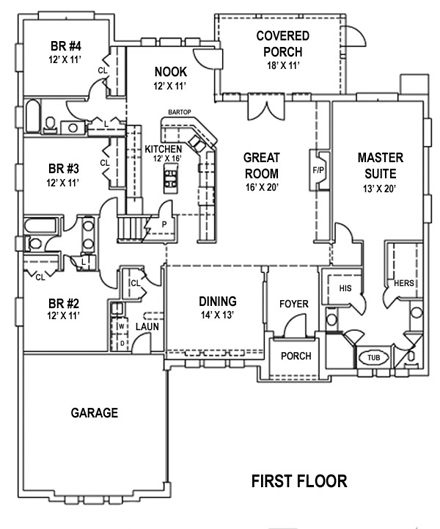House Plan 53536 First Level Plan