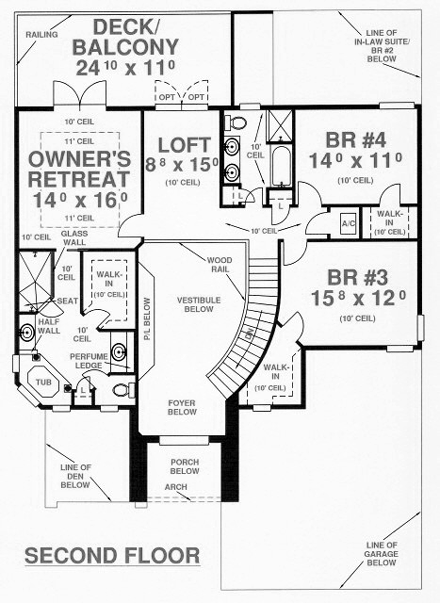 House Plan 53545 Second Level Plan