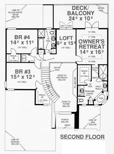 House Plan 53546 Second Level Plan