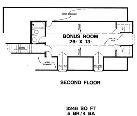 House Plan 53547 Second Level Plan