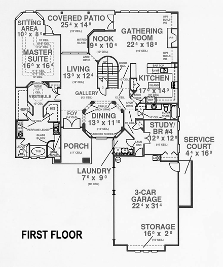 House Plan 53548 First Level Plan