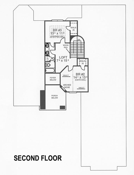 House Plan 53548 Second Level Plan