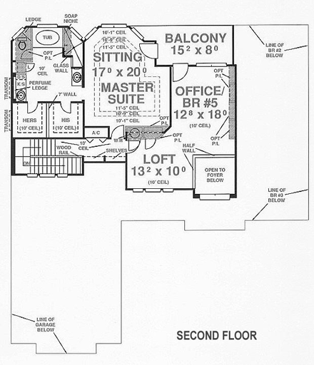 House Plan 53552 Second Level Plan