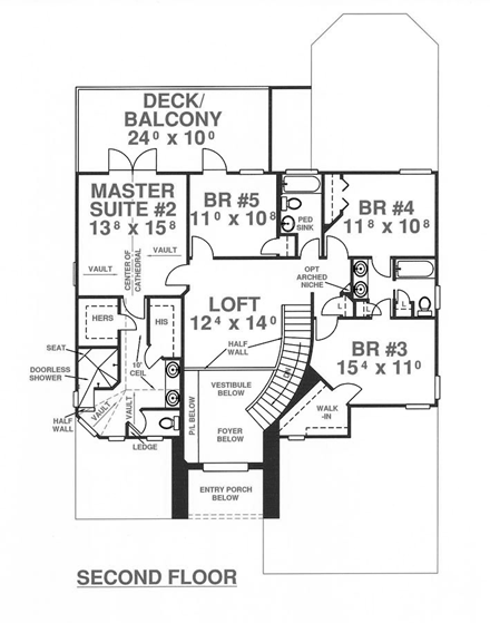 House Plan 53556 Second Level Plan