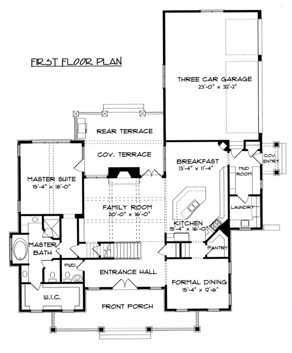 Coastal Craftsman Level One of Plan 53703