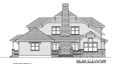 Coastal Craftsman Rear Elevation of Plan 53703