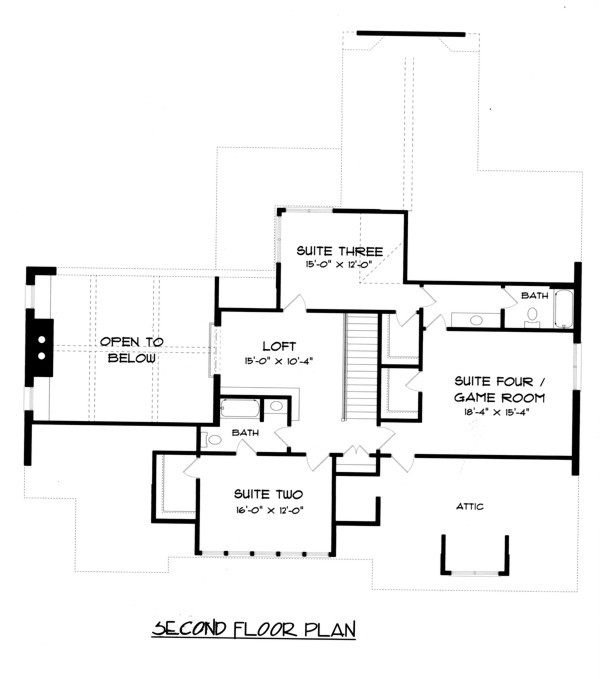 Bungalow Craftsman European Level Two of Plan 53705