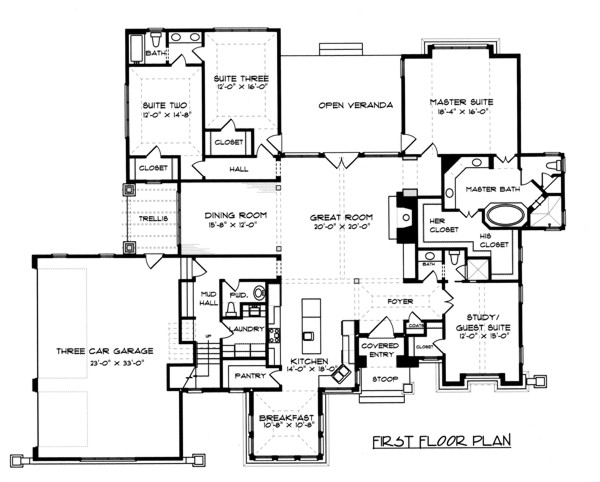 Craftsman Ranch Level One of Plan 53710