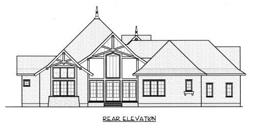 Craftsman Ranch Rear Elevation of Plan 53710