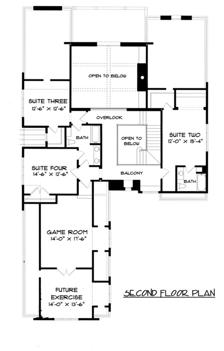 House Plan 53713 Second Level Plan