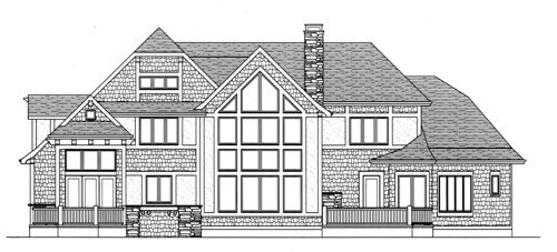 Craftsman Rear Elevation of Plan 53714