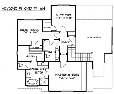House Plan 53716 Second Level Plan