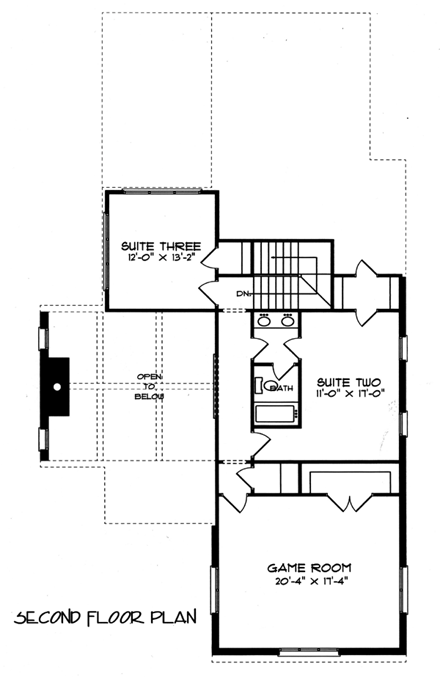 House Plan 53721 Second Level Plan