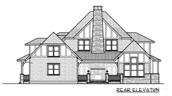 Craftsman Tudor Rear Elevation of Plan 53725