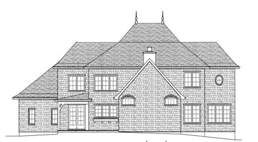 European Tudor Rear Elevation of Plan 53726